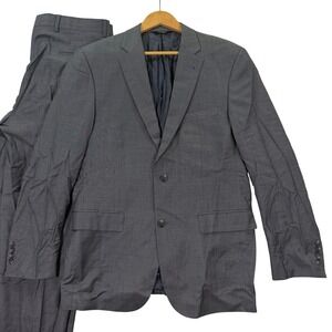 Jos A Bank Mens 42L Suit Signature Collection Gray 100% Wool Tailored Fit 36x31